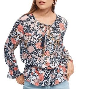 Maeve Begonia Peplum Floral Blouse Top Women's Size L Versatile Boho Peasant